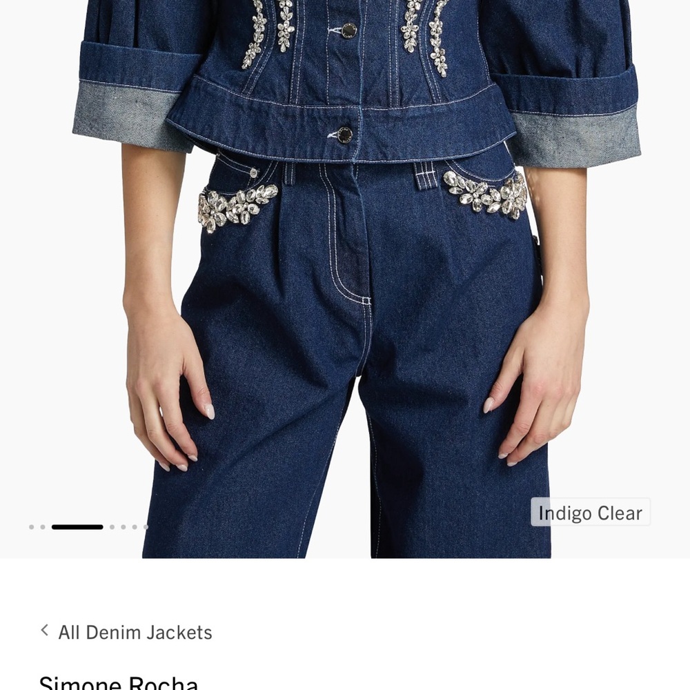 Simone Rocha Blue Embellished Jean Jacket - Picture 7 of 7